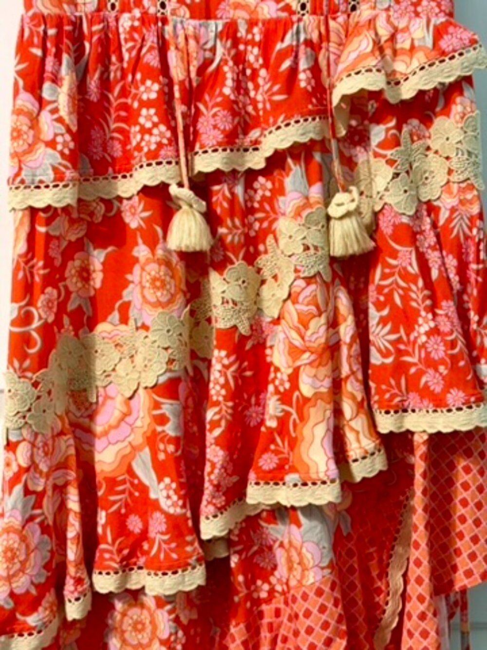 Free People x SPELL Full Bloom Ruffle Soirée Dress Daylily NWT Small Rare - Picture 8 of 16